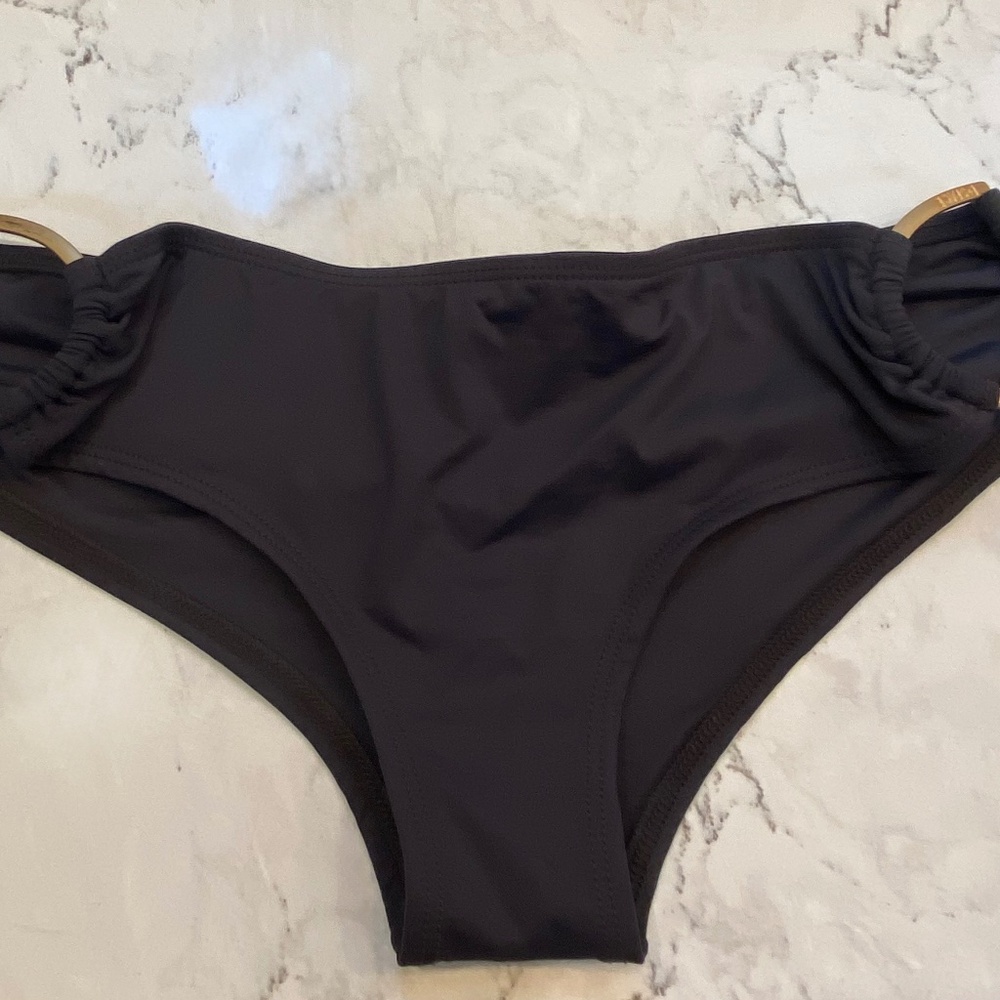 NWT L*Space Diva D Ring Hipster Cheeky  Bikini Bottom Gray, Size L